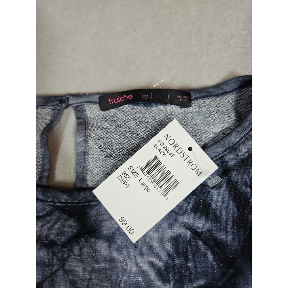 Fraiche By J Womens Dark Blue Tie Dye Long Sleeve Jumpsuit Size Large NWT - Picture 4 of 11